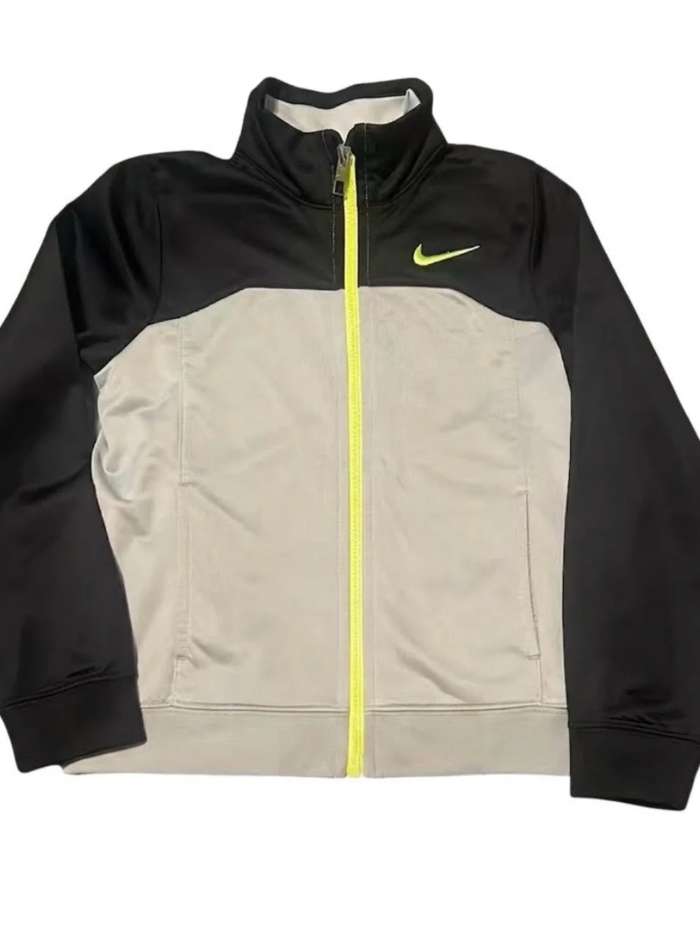 Nike Boys Black & Gray Jacket with Neon Yellow Zip